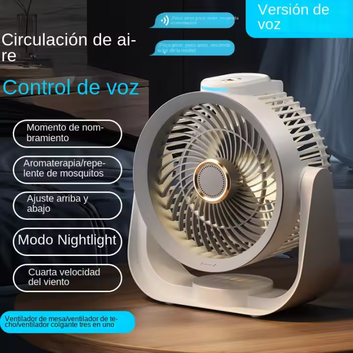 Circulador de aire de Control por voz, carga en el hogar, ventilador de escritorio inteligente de alta resistencia - 1