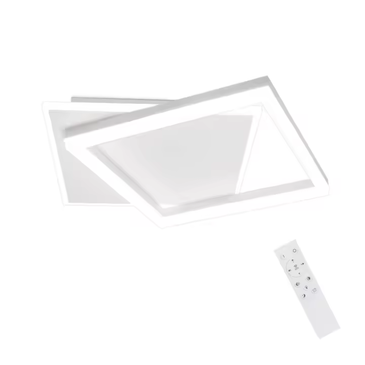 CBJKTX Lámpara de Techo LED Sala de Estar Dormitorio Lámpara Regulable con Control Remoto 42W Diseño Moderno Cuadrado Acrílico Blanco - 1