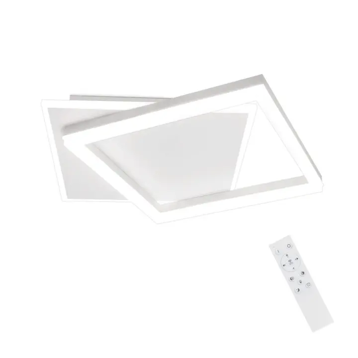 CBJKTX Lámpara de Techo LED Sala de Estar Dormitorio Lámpara Regulable con Control Remoto 42W Diseño Moderno Cuadrado Acrílico Blanco - 1