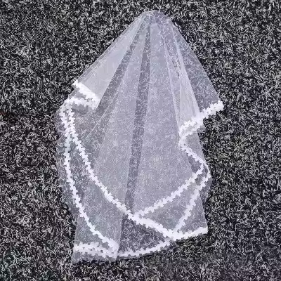 Accesorios de boda velo blanco de una sola capa velo de encaje de moda accesorios de vestido de niña velos baratos para niños velos de novia - 1