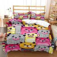 Juego de Ropa de Cama con Estampado de Gato Encantador Funda de Almohada y Juego de Cama de Lujo Queen Estilo Personalizado para Niños - details 6