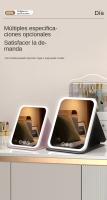 Espejo de maquillaje con luz LED, espejo de maquillaje, espejo de mesa giratorio, plegable y ajustable de 180°, adecuado para sala de estar, salón de belleza, SPA y hotel, espejo de maquillaje portátil - details 9