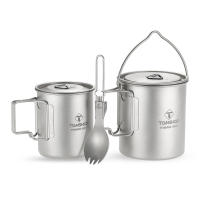 Taza de Agua Plegable de Titanio Ligero 750ml con Tapa y Mango para Camping al Aire Libre Taza de Cocina Vajilla de Acero Inoxidable - details 17