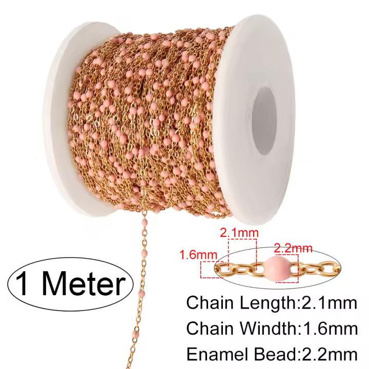 1 metro/lote perlas acero inoxidable oro cadena cuentas bricolaje hecho a mano de bohemia cuentas de resina de colores cadenas de esmalte para joyería que hace collar pulsera accesorios - 1