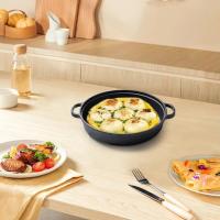 Sartén de hierro fundido duradera de 22/25 cm antiadherente y gruesa con tapa, doble asa, wok de hierro para cocina de gas e inducción. - details 27