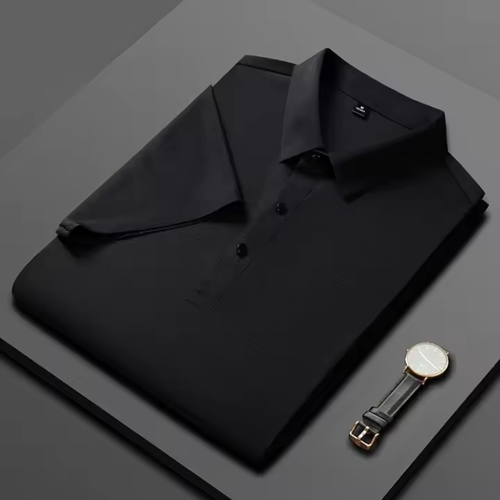 Camisetas Polo de Sedoso Hielo para Hombres Color Sólido, Manga Corta, Moda Casual para Primavera/Verano - 1