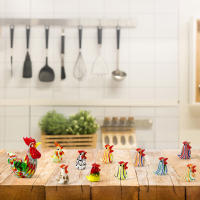 Cuentas de Vidrio de Gallo Adorno de Escritorio Colorido Estatua de Gallina Pequeña - details 29