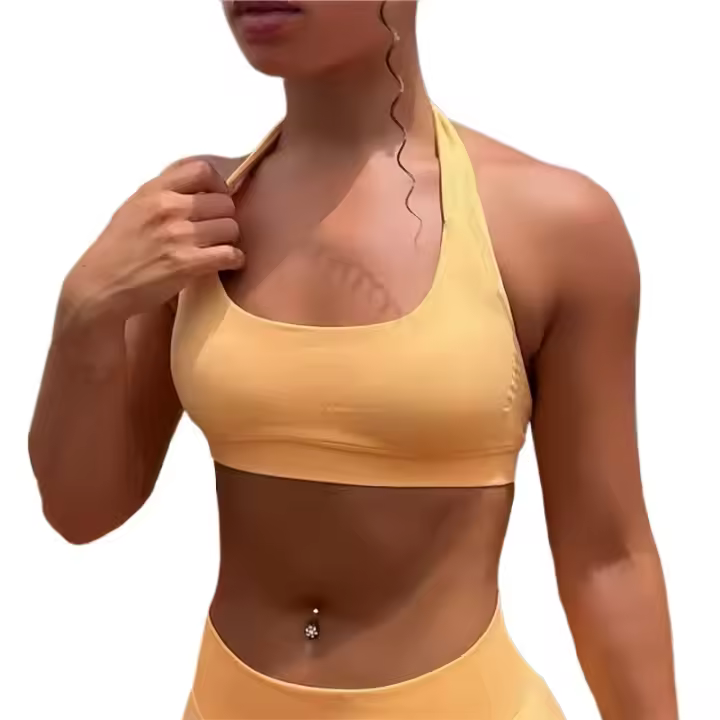 Sujetador deportivo para mujer, Top Halter de alta elasticidad, Push-up, ropa interior de entrenamiento para Fitness, camisetas de gimnasio sin costuras, sujetador de Yoga - 1
