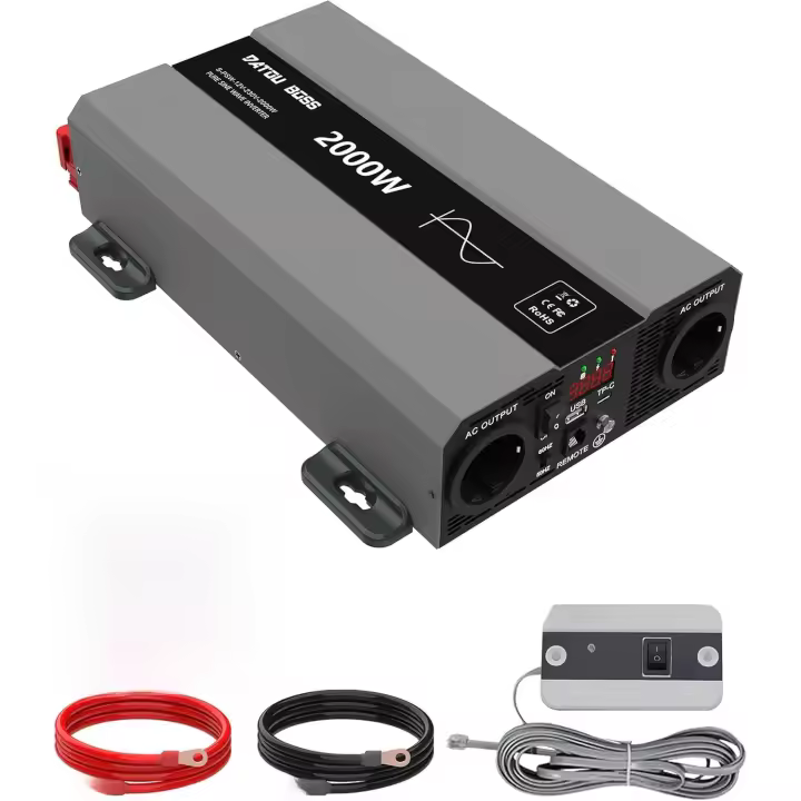 Inversor DATOUBOSS 2000 W de Onda Seno Pura Voltaje Convertidor 12 V 230 V con Enchufe AC y USB - 1