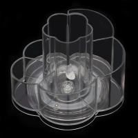Organizador de maquillaje giratorio 360, soporte de almacenamiento de cosméticos transparente, bandeja con 6 compartimentos, cepillo de maquillaje, brillo de labios, armario de baño - details 5