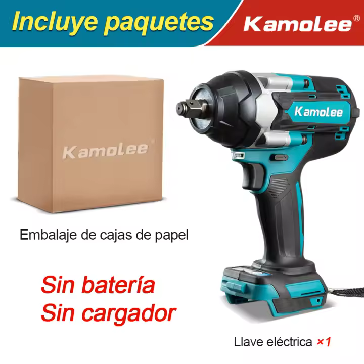 Kamolee-llave eléctrica sin escobillas, inalámbrica, 1800 N.m, batería y cargador incluidos, Compatible con batería Makita de 18V - 1