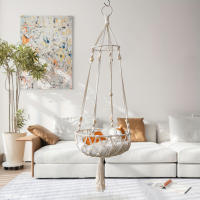 Hamaca colgante de macramé para gatos, cesta tejida a mano, cama columpio para gatos, decoración colgante para interiores y exteriores - details 5
