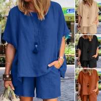 ZANZEA Conjunto De Verano Para Mujer Dos Piezas Traje Casual Con Camisa De Manga Corta Y Shorts Ajustados Ropa Oversized - details 1