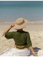 INS primavera y verano sombrero de copa para mujer paja vacaciones junto al mar sombrilla simple moda sombrero de paja sombrero superior plano - details 2