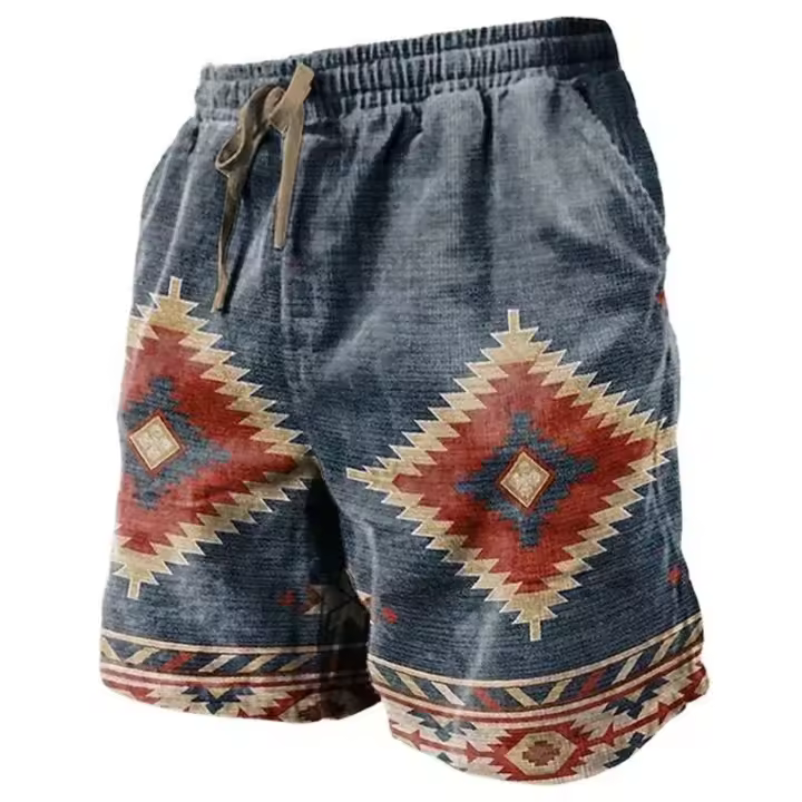 Pantalones de Playa para Hombres con Estampado Geométrico 3D Shorts de Tienda con Cuadros - 1