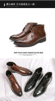 Nuevas botas cortas con cordones, botines derby de punta, informales de negocios, zapatos de cuero de color sólido británico. - details 2