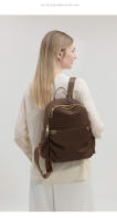 Bolso trasero para mujer, mochila antirrobo, bolsos estéticos de tendencia informal para mujer, bolsa de libros de lona resistente a la suciedad de Color café, resistente al desgaste - details 17