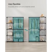 Armario de Ropa, Perchero, Burro Ropa, 124 x 43 x 182 cm, 2 Secciones para Colgar, con Compartimentos, Gran Capacidad, para Dormitorio, Salón, Lavandería, Topo RYG026R02 - details 46