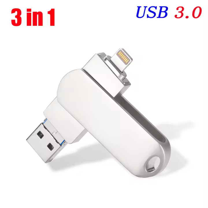 JASTER Flash Drive de 256GB Interfaz de Hardware de Lightning Pendrive 3 en 1 para Iphone, Ipad, Android Hecho en China - 1