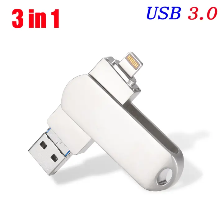JASTER Flash Drive de 256GB Interfaz de Hardware de Lightning Pendrive 3 en 1 para Iphone, Ipad, Android Hecho en China - 1