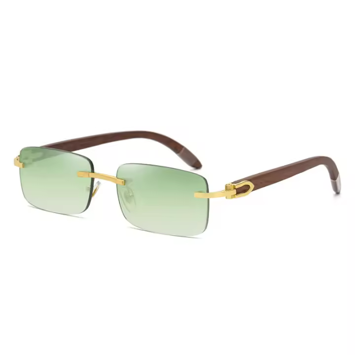 Gafas de sol de moda para hombre, sin montura, originales, con patillas de madera, tipo tirachinas, gafas de sol con montura óptica de madera a la moda para hombre - 1