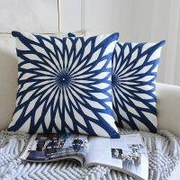 Funda de almohada bordada de algodón azul, cojín de decoración del hogar, bordado geométrico, hilo de ganchillo, sofá, cojín trasero - details 16