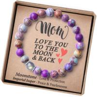 pulsera de piedra volcánica para hombre y mujer, brazalete de cuerda elástica, regalo para el Día del Padre, piedra lunar volcánica,Pulsera de regalo del Día de la Madre - details 10
