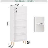 Estantería de 5 Compartimentos Estantería Mara para Libros Estantería Blanca para Biblioteca - details 2