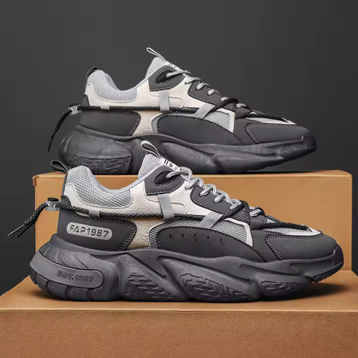 Zapatillas de correr a la moda para hombre, zapatos deportivos informales y versátiles, zapatos de suela gruesa transpirables de malla - 1