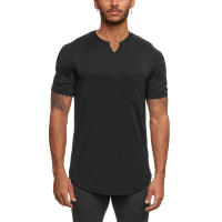 Compression Quick Dry T-shirt Men Running Sports Skinny Short TShirt V-neck Gym Clothing Fitness Bodybuilding Workout Tops Tees - details 1
