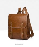 Mochila de piel blanda retro Pu para hombres y mujeres, bolsa de computadora de gran capacidad, mochila universitaria, mochila de cercanías - details 18