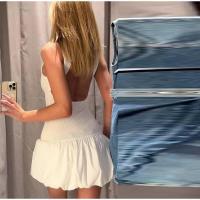 OUWU- Vestido corto sin mangas de retazos para mujer, minivestido mullido de moda para playa y fiesta de noche, 2024 - details 34