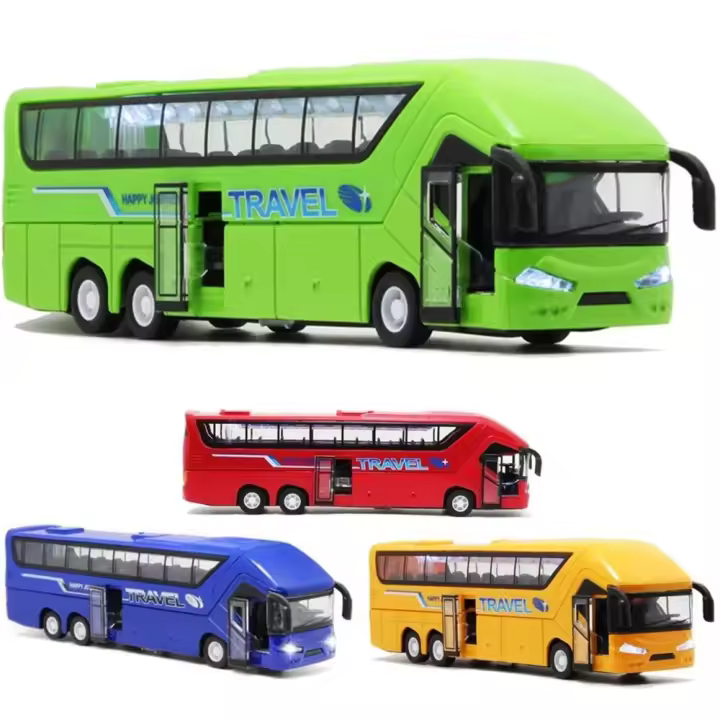 para operar intermitente con música puerta abierta vehículos de juguete conjunto de vehículos autobús de dos pisos modelo de autobús coche de juguete autobús de juguete autobús de larga distancia - 1