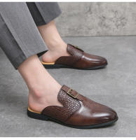 La mitad de los zapatos de los hombres de la moda Brock bolsa zapatillas de cabeza versión coreana sin tacón zapatos pequeños de cuero - details 8