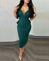 Elegante Vestido Midi con Lazo de Espalda y Volantes Perfecto para Fiestas Nocturnas, Clubes y Eventos de Moda para Mujeres - details 11