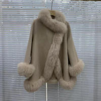 2025 abrigo de piel auténtica chaqueta de invierno para mujer cuello de piel de zorro Natural lana de Cachemira cálida prendas de vestir exteriores para mujer ropa de calle moda - details 2