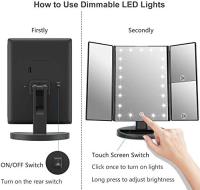 LZ1217 Espejo de Maquillaje, Espejo Tri-Fold con Aumento de 1x/2x/3x/10x, Pantalla Táctil Ajustable y 22 Luces LED, Espejo Iluminado para Tocador, Espejos Cosméticos de Encimera (Blanco) - details 20
