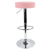 Taburete de Bar Redondo Piel sintética con reposapiés de Altura Ajustable Giratorio Color Rosa - details 7