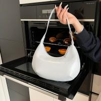 Bandolera de cuero de Pu de Color sólido, bolso Hobo de gran capacidad con forma de luna para mujer, bolso Hobo de estilo coreano para chica - details 2