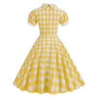 Falda a cuadros, cuello de muñeca vintage, vestido de encaje, picnic, Juego - details 2