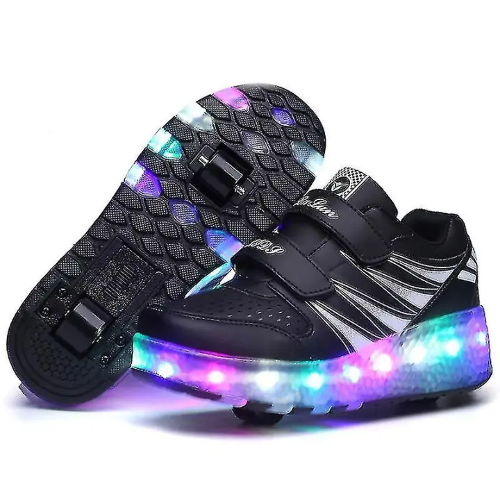 Zapatos con ruedas iluminados, zapatillas deportivas para patines con ruedas, zapatos deportivos para niños con luz intermitente Led de dos ruedas, patines invisibles, zapatos para niños y niñas - 1