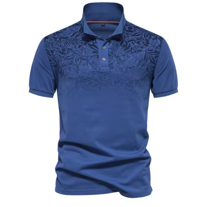 POLO con estampado degradado de alta gama para hombre, camiseta de solapa a la moda, 2024 rentable - 1