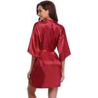 Bata de satén para mujer, lencería íntima, ropa de dormir sedosa, regalo de boda nupcial, bata de baño tipo kimono informal, camisón Sexy - details 18