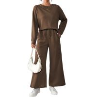 Conjuntos de dos piezas informales para mujer, tops con cuello redondo y pantalones de cintura elástica, trajes deportivos para mujer - details 4
