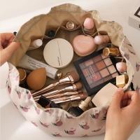 Bolsa de maquillaje con cordón de gran capacidad, bolsa de aseo de viaje impermeable con cordón, bolsa interior de clasificación con estampado de frutas - details 7