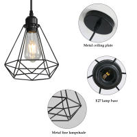 Goeco Lámpara de Araña Colgante Vintage Luz de Techo con Diseño de Jaula, Bombillas Incandescentes, Instalación en Techo, Eficiencia Energética - details 2