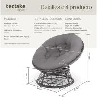 Muebles Jardín Exterior Resistentes a Intemperie, Sillón para Conjunto Jardín Exterior, Cojín Grande y Mullido, Altura Ajustable - Gris - details 5