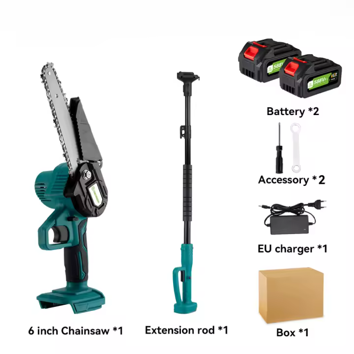 ONEGREEN Motosierra eléctrica telescópica 2 en 1 de 6 pulgadas y 3000 W, podadora inalámbrica para jardín, herramienta eléctrica de podar para batería Makita de 18 V - 1