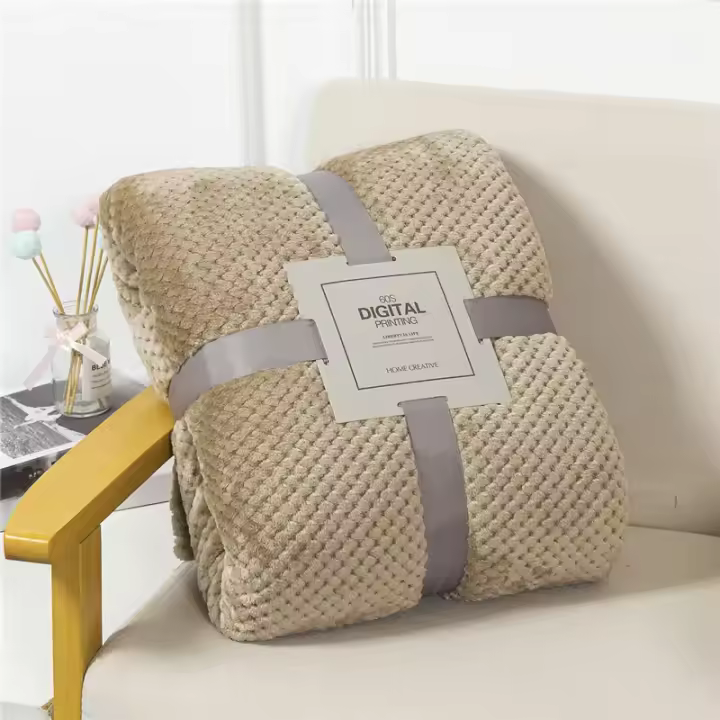 Manta de Invierno con Diseño a Cuadros y Forro de Talle Coral Suave y Cálido para Niños y Mascotas Funda de Sofá y Cubierta de Cama Textil de Hogar - 1