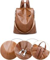 Mochila de Cuero Impermeable Antirrobo para Mujer, Bolso de Hombro, Mochila Escolar, Pequeño, informal, Bandolera - details 6